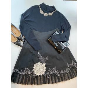 Basil & Maude Black & White Sequin Skirt